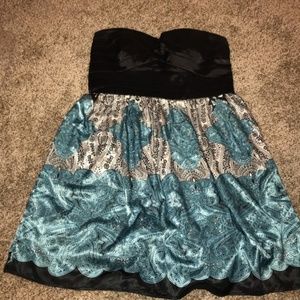 Strapless Sweetheart black and blue party dress 11